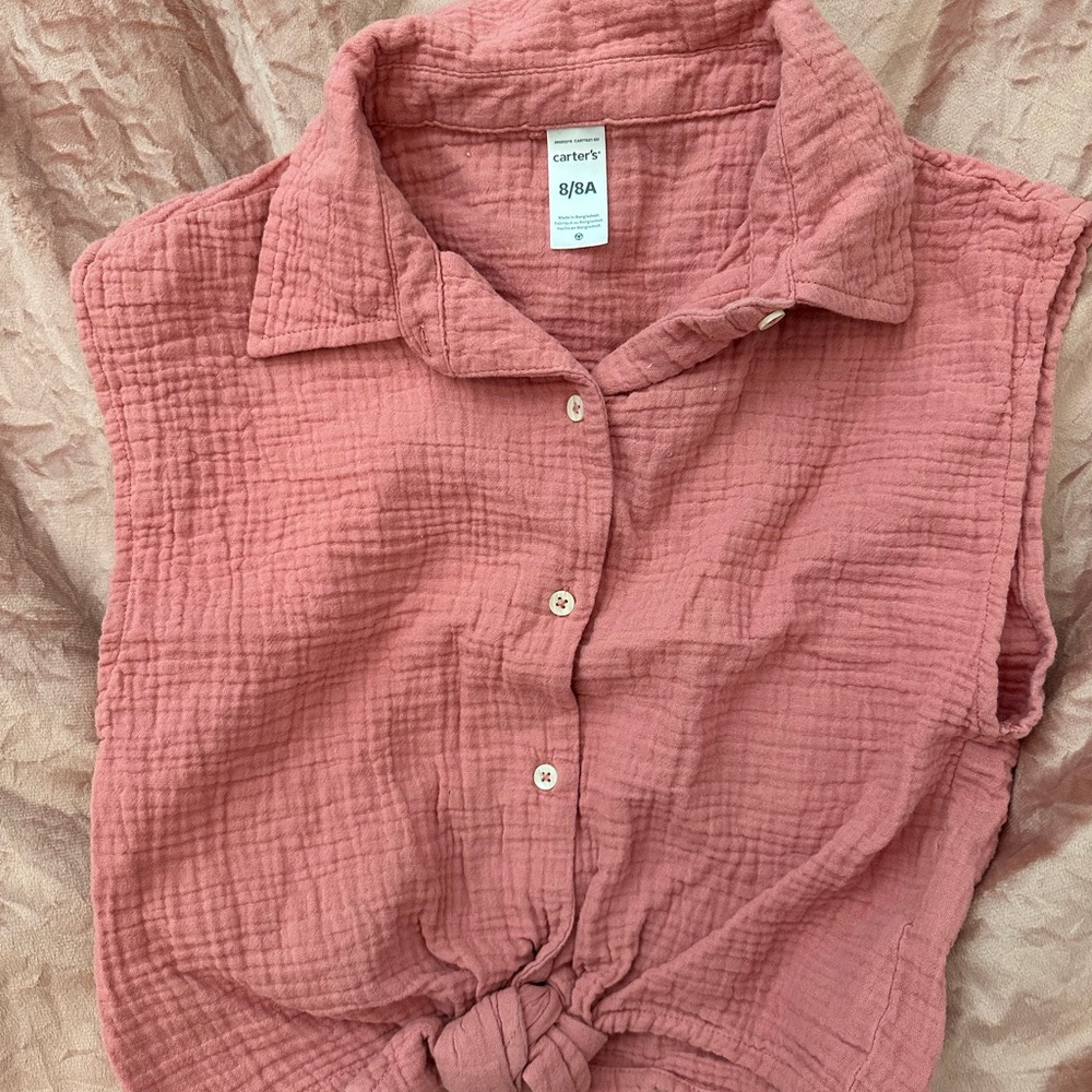 Carter's Rose Button Down Sleeveless Top
